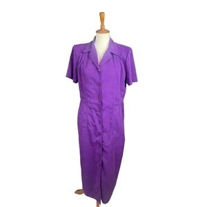 Melissa Harper Maxi Long Dress Size 10 Purple Button Down Pockets 90s Vintage